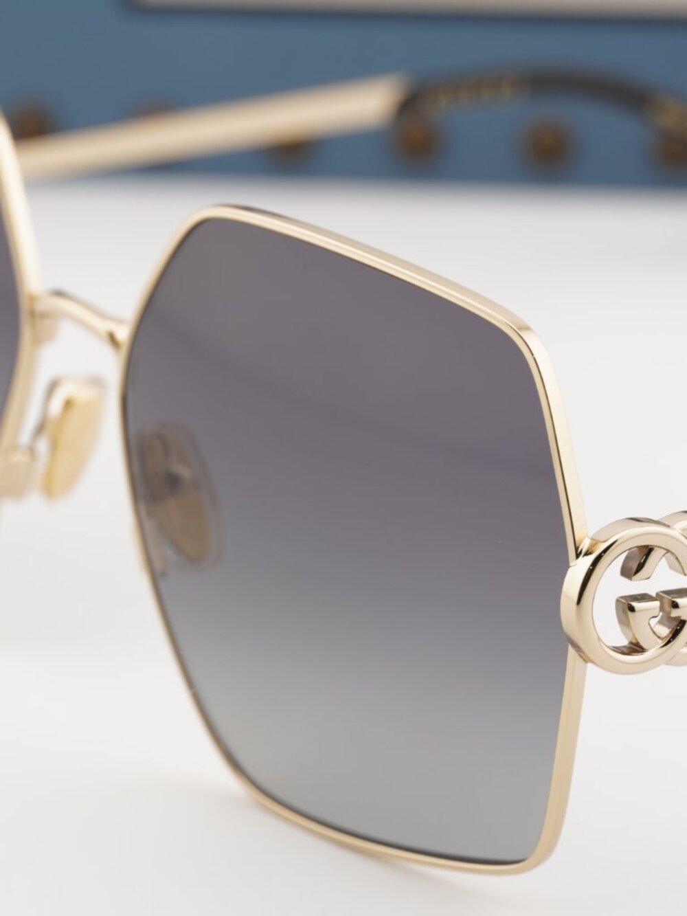 Gucci GG2163S 001 Square Sunglasses - Gold/Grey Gradient - Picture 9 of 11